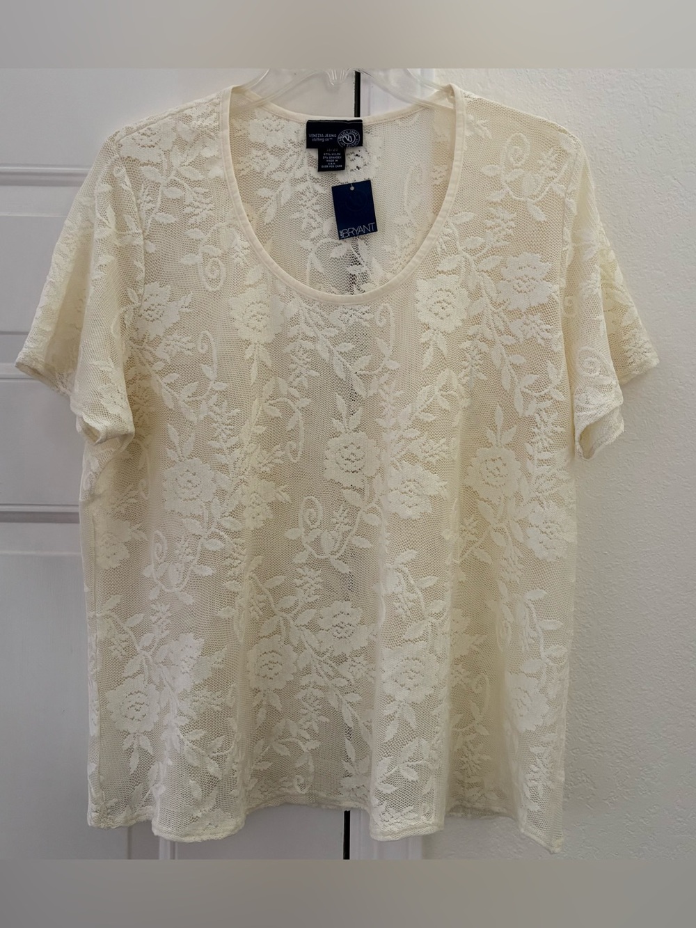 Lane Bryant Venezia Jeans Ivory Lace Short-Sleeve Top Size 18-20
